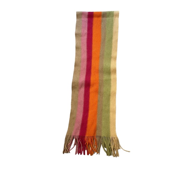 NWT, Talbots Wool Blend Ribbed Knit Multicolor Fringe Scarf - Picture 8 of 9